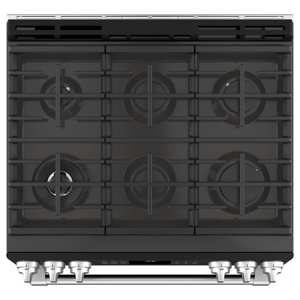 GE Cafe CGS986EELDS Series CGS986EELDS 30" Slide-In Gas Range w/ Warming Drawer - Black view 2