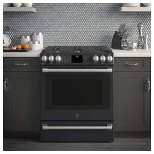 GE Cafe CGS986EELDS Series CGS986EELDS 30" Slide-In Gas Range w/ Warming Drawer - Black view 7