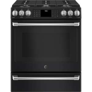 GE Cafe CGS986EELDS Series CGS986EELDS 30" Slide-In Gas Range w/ Warming Drawer - Black view 1