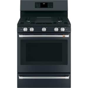 GE Cafe CGB500P3MD1 30" Freestanding Gas Oven with Convection Range - Matte Black view 1