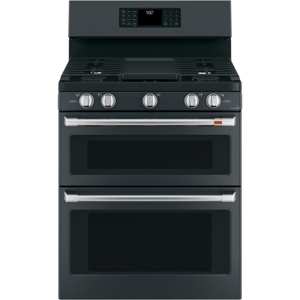 GE Cafe CGB550P3MD1 30" Freestanding Gas Double Oven with Convection Range - Matte Black view 1