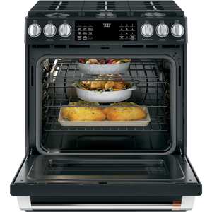 GE Cafe C2S900P3MD1 30" Slide-In Dual Fuel Convection Range w/ Warming Drawer -Matte Black view 2